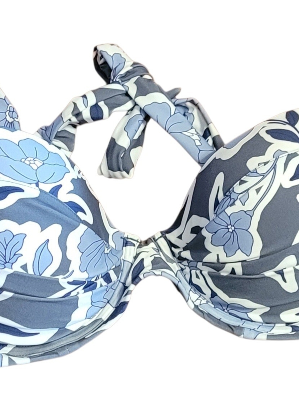Cupshe Blue and White Floral Underwire Bikini Top